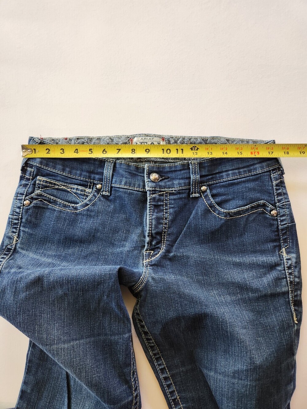 Ariat Eclipse Riding Work Mid Rise Bootcut Ranch Jean 33R Hem Slits - Picture 10 of 15
